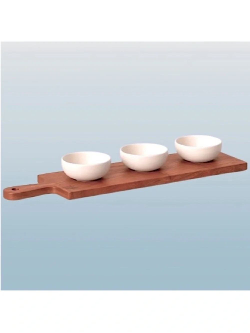 🆕-Threshold - 4pc Wood Serving Board and Ceramic Bowl Set.